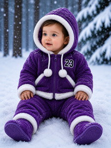 BILZAG Self Design Hooded Neck Casual Baby Boys Purple Sweater