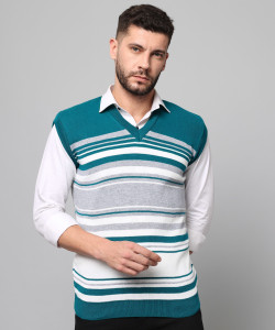 MORKEL Striped V Neck Casual Men Multicolor Sweater