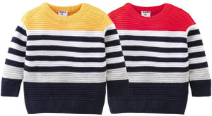Rebiva Striped Crew Neck Casual Boys Multicolor Sweater