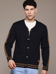 Roadster Solid V Neck Casual Men Black Sweater
