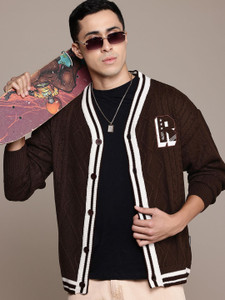 Roadster Men Brown V Neck Casual Sweater - Image 6