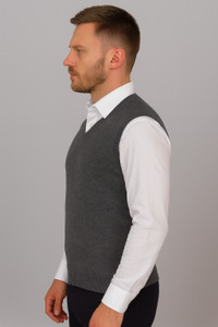 BFY Solid V Neck Formal Men Grey Sweater