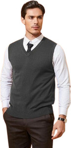 METRONAUT Solid V Neck Casual Men Grey Sweater