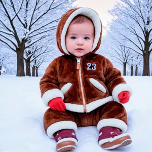 Asent Solid Hooded Neck Casual Baby Boys & Baby Girls Brown Sweater
