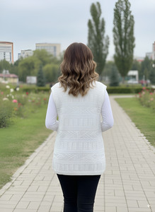 Smile IN LIFE Woven V Neck Casual Women White Sweater