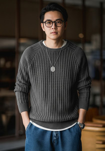 nikline Solid Round Neck Casual Men Grey Sweater