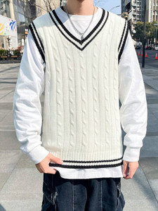 Eddicted Self Design V Neck Party Men White Sweater