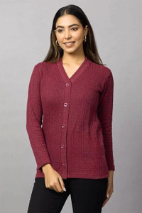 hifzaa Self Design V Neck Casual Women Multicolor Sweater