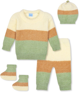Toyific Solid Round Neck Casual Baby Boys & Baby Girls Green Sweater