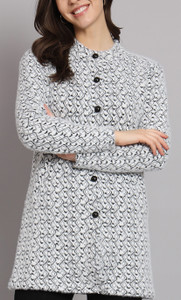 eWools Woven Round Neck Casual Women Black, Grey Sweater