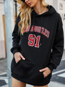SILVANUS Solid Hooded Neck Casual Women Black Sweater