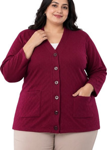 LE ARC Solid V Neck Casual Women Purple Sweater