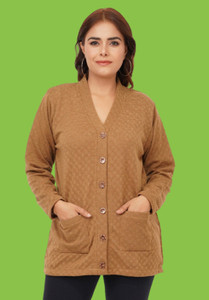 jorden4u Solid V Neck Casual Women Beige Sweater
