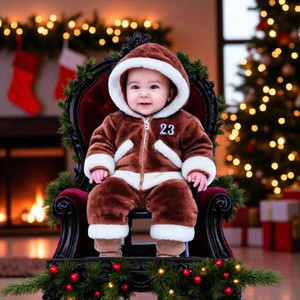 Lws Striped Hooded Neck Casual Baby Boys & Baby Girls Brown Sweater