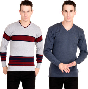 NeuVin Striped V Neck Casual Men Multicolor Sweater