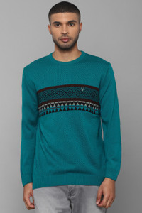 एलन सॉली पुरुषों के लिए कैज़ुअल सॉलिड बहुरंगी गोल गला स्वेटर