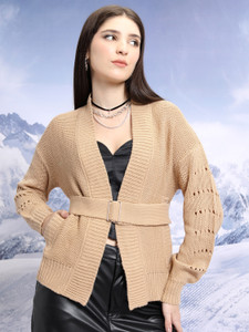 Tokyo Talkies Solid Casual Women Beige Sweater
