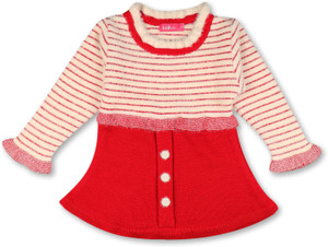 Knitco Woven Round Neck Casual Girls Green Sweater