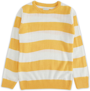 Pantaloons Junior Striped Round Neck Casual Boys Yellow, White Sweater