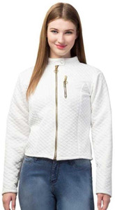fashioncharm Checkered High Neck Casual Women White Sweater