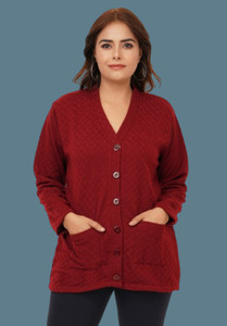 jorden4u Solid V Neck Casual Women Maroon Sweater