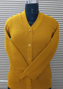 S.L. Madhok Solid V Neck Casual Women Orange Sweater