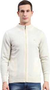 MONTE CARLO Solid High Neck Casual Men White Sweater