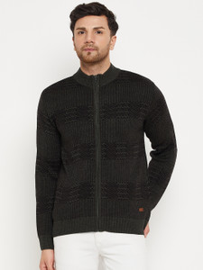DUKE Self Design High Neck Casual Men Green Sweater