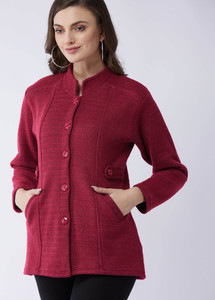 Pivl Self Design High Neck Casual Women Pink Sweater