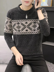 Uttam Colorblock High Neck Casual Men Grey Sweater