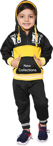 SelfiCollection Self Design Hooded Neck Casual Boys Black Sweater