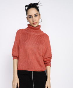 FOREVER 21 Solid Round Neck Casual Women Pink Sweater