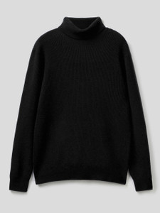 nikline Solid High Neck Casual Men Black Sweater