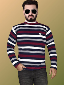 ROYAL OSWAL Striped Round Neck Casual Men Multicolor Sweater