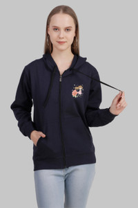 Priyansh Enterprises Solid Hooded Neck Casual Women Blue Sweater