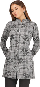 BADOS Printed Mandarin Neck Casual Women Black, Grey Sweater
