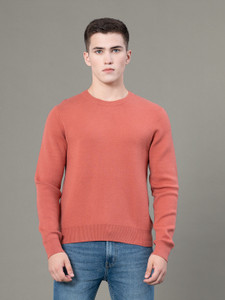 RED TAPE Solid Round Neck Casual Men Brown Sweater