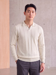 Cortin Men White Collared Neck Casual Sweater - Image 2