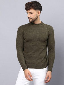 Coldplay Solid Round Neck Casual Men Dark Green Sweater