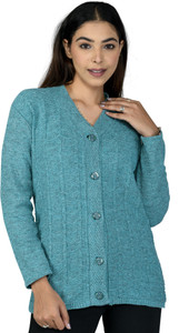 Adi & Adi Self Design V Neck Casual Women Green, Blue Sweater
