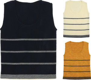 Elefantino Striped Round Neck Casual Boys & Girls Blue, White, Yellow Sweater