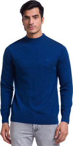 PARX Solid Turtle Neck Casual Men Blue Sweater