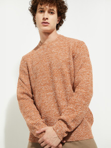 MAX Solid Round Neck Casual Men Orange Sweater