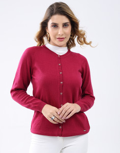 MONTE CARLO Solid Round Neck Casual Women Pink Sweater