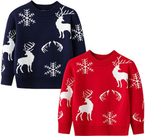 Rebiva Woven Round Neck Casual Boys Multicolor Sweater