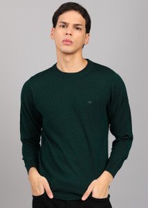 MONTE CARLO Solid Crew Neck Casual Men Green Sweater