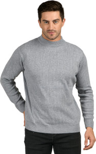 NICO WESLEY Solid Round Neck Casual Men Grey Sweater