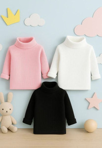 KOCHIKAME Solid High Neck Formal Baby Boys & Baby Girls Multicolor Sweater
