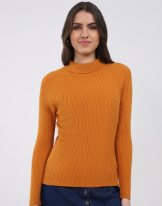 MONTE CARLO Solid Turtle Neck Casual Women Yellow Sweater
