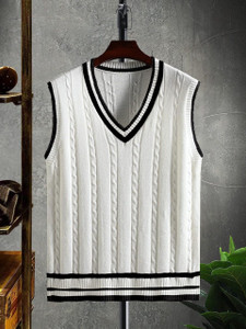 Eddicted Men's White V Neck Sweater - Image 1